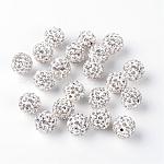 Polymer Clay Rhinestone Beads, Pave Disco Ball Beads, Grade A, Crystal, PP13(1.9~2mm), 10mm, Hole: 1.5mm