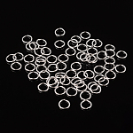 Open Jump Rings Brass Jump Rings, Cadmium Free & Lead Free, Silver, 8x1mm, 18 Gauge, Inner Diameter: 6mm, about 4300pcs/500g