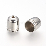 201 Stainless Steel Cord Ends, End Caps, Stainless Steel Color, 10x9mm, Hole: 1~1.2mm, inner diameter: 8mm