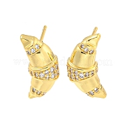 Серьга-гвоздик из латуни с микропаве из кубического циркония EJEW-C102-15G-01