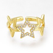 Латунные кольца из манжеты с прозрачным цирконием RJEW-N031-25G