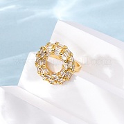 Латунные микро проложить манжеты кольца кубического циркония RJEW-D323-02G