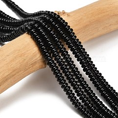 Fili di perline di onice nero naturale, tinti e riscaldato, rondelle, 4x1.5mm, Foro: 0.7 mm, circa 155pcs/filo, 14.96'' (38 cm)