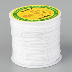 Fil de nylon tressé, Cordon à nouer chinois pour la création de bijoux en perles et macramé., blanc, 0.8mm, environ 100 yards / rouleau