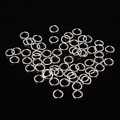 Ottone anelli di salto aperto, tondo,  cadmio& piombo libero, argento, 8x1mm, 18 gauge, diametro interno: 6mm, circa 4300pcs/500g