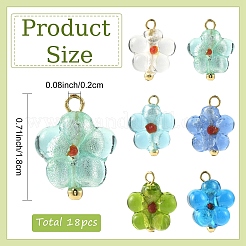 18 шт. подвески из серебряной фольги ручной работы в виде стеклянных лампворков двух цветов&nbsp;PALLOY-YW00131