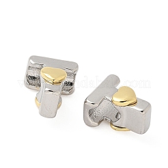 真鍮ビーズ  カドミウムフリー＆鉛フリー  プラチナ·ゴールデン  文字t  11x9x7.5mm  穴：5x4mm&nbsp;KK-S337-10GP-T
