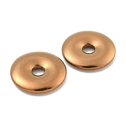 電気メッキ合成非磁性ヘマタイトペンダント  ドーナツ/円盤チャーム  銅メッキ  25.5x4mm  穴：4.8mm&nbsp;G-C136-04C