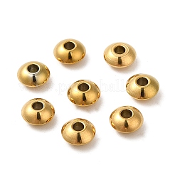 イオンプレーティング（IP）304ステンレススチールスペーサービーズ  ロンデル  ゴールドカラー  6x3mm  穴：2mm&nbsp;STAS-M252-01G
