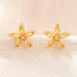 Ohrstecker aus Messing mit Mikropavé-Zirkonia für Damen&nbsp;KK-A305-05G-04