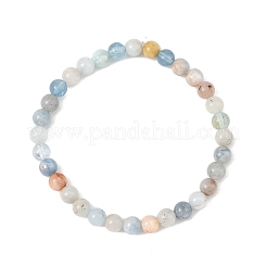 Braccialetti elasticizzati con perline rotonde di acquamarina naturale da 6 mm&nbsp;BJEW-JB14423