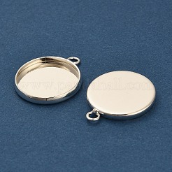 Flache runde Messing Anhänger Fassungen&nbsp;X-KK-A276-10S