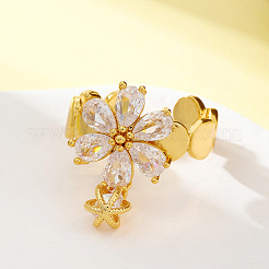 Латунь с открытыми кольцами-манжетами из прозрачного кубического циркония&nbsp;FS-WGA2B46-01