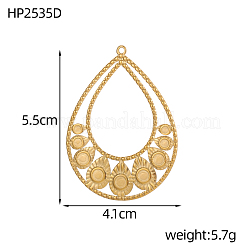 Подвески в форме капли из нержавеющей стали 304 с кабошонами&nbsp;STAS-OY007-06G