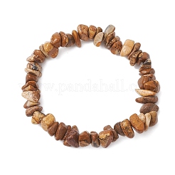 Натуральная картина яшма бусины эластичные браслеты для мужчин и женщин BJEW-JB11845