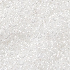 MIYUKIラウンドロカイユビーズ  日本製シードビーズ  （rr1104)ホワイトラインドクリスタル  15/0  1.5mm  穴：0.7mm  約5555PCS /ボトル  10 G /ボトル&nbsp;SEED-JP0010-RR1104