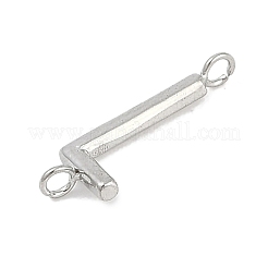 304ステンレススチールレターコネクタチャーム  ステンレス鋼色  文字l  12x4x2mm  穴：1.2mm&nbsp;STAS-M108-01P-12