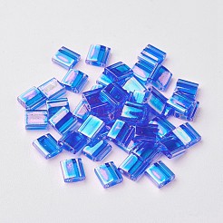 MIYUKIティラビーズ  日本製シードビーズ  2穴  （tl261)透明サファイアab  5x5x1.9mm  穴：0.8mm  約1180個/100g&nbsp;SEED-J020-TL261