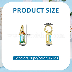 12 colgante de circonita cúbica de latón de cumpleaños de 12 colores&nbsp;ZIRC-FH0001-56