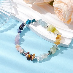 Pulseras elásticas con chips de piedras preciosas mixtas naturales y sintéticas.&nbsp;BJEW-JB11068