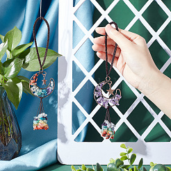 2 шт. 2 стильных украшений для подвески автомобиля с кисточками из бисера и драгоценных камней HJEW-CP0001-04