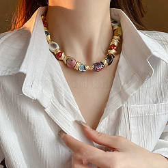 Сплав с фарфором овальные и круглые и кубические разноцветные бусины ожерелья для женщин FS-WG67AB1-01