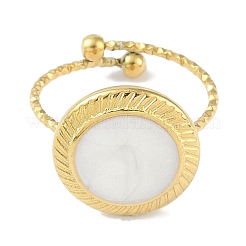 Ионное покрытие (ip) 304 нержавеющая сталь эмаль плоские круглые открытые манжеты кольца для женщин RJEW-L107-077A-G