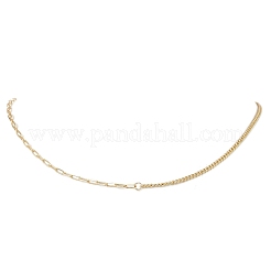 Цепочки-скрепки из латуни с панцирным плетением и подвесками в форме сердца на концах цепочек из нержавеющей стали 201 NJEW-JN05553