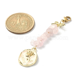 Подвески из натурального розового кварца с бисером HJEW-JM01196