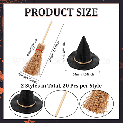 20 шт. деревянная мини-метла на Хэллоуин&nbsp;DJEW-ME0001-07