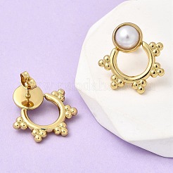 Серьги-гвоздики с жемчугом из АБС-пластика 201 из нержавеющей стали&nbsp;EJEW-Z151-13G-07