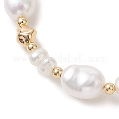 Браслеты для женщин из натурального культивированного пресноводного жемчуга и латунных бусин.&nbsp;BJEW-JB13366