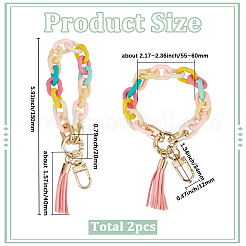2 pièce de décorations de pendentif de bracelet de chaîne de câble en acrylique&nbsp;AJEW-SC0003-71A