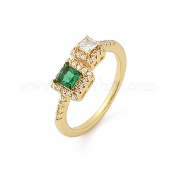 Латунные микро проложить манжеты кольца кубического циркония&nbsp;RJEW-S400-17C-G