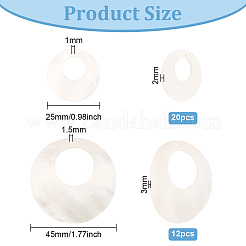 32шт 2 стиля подвески из натуральных пресноводных ракушек SHEL-BC0001-028