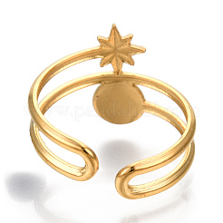 Ионное покрытие (IP) 304 нержавеющая сталь звездообразное манжетное кольцо&nbsp;RJEW-N038-111LG