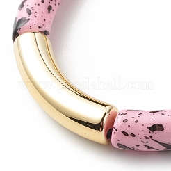 Braccialetto elastico con perline in tubo curvo acrilico&nbsp;BJEW-JB08444-01