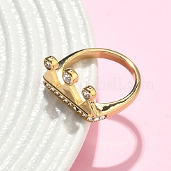 Anelli da donna in acciaio inossidabile 304 con micro pavé di zirconi cubici&nbsp;RJEW-F205-01F-G