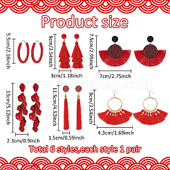 6 пара серег-гвоздиков в стиле бохо с акриловыми лепестками EJEW-AN0003-75