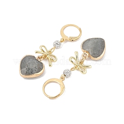 Серьги-подвески в форме сердца и банта из натуральных драгоценных камней EJEW-JE05388