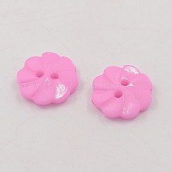 アクリルボタン  2穴  染め  花  ピンク  13x3mm  穴：2mm&nbsp;BUTT-E007-A-02