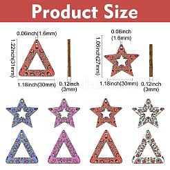 40 шт. подвески из липы с принтом в двух стилях&nbsp;WOOD-CJ0002-49