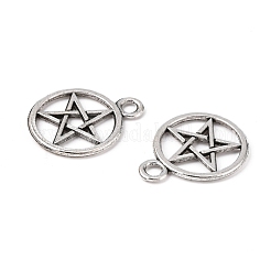 スターペンダントとチベットスタイルの合金リング  カドミウムフリー＆鉛フリー  アンティークシルバー  25x20x2mm  穴：3mm  約617個/1000g&nbsp;TIBEP-Q041-113AS-NR