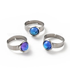 Плоское круглое регулируемое кольцо из стекла k9 RJEW-G253-01C-P