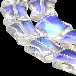 透明電気メッキガラスビーズ連売り  虹メッキ  竹の共同  クリアAB  12x10x5.5mm  穴：1mm  約49個/連  24.02''（61センチメートル）&nbsp;EGLA-H103-AB03