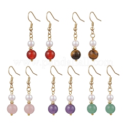 Круглые серьги-подвески из натурального камня для женщин EJEW-JE06334