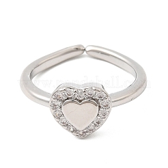 Латунные микропаве кубические цирконии манжеты открытые кольца для женщин&nbsp;RJEW-B160-10P