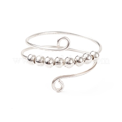 Anello polsino rotante con perline rotonde in ottone&nbsp;RJEW-JR00506-02