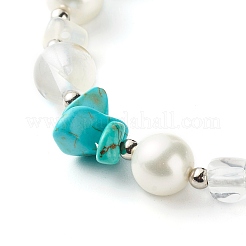Braccialetto sintetico con perline turchesi per donna ragazza&nbsp;BJEW-TA00019-02
