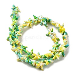 Hilos de perlas sintéticas teñidas de turquesa&nbsp;G-P507-04G
